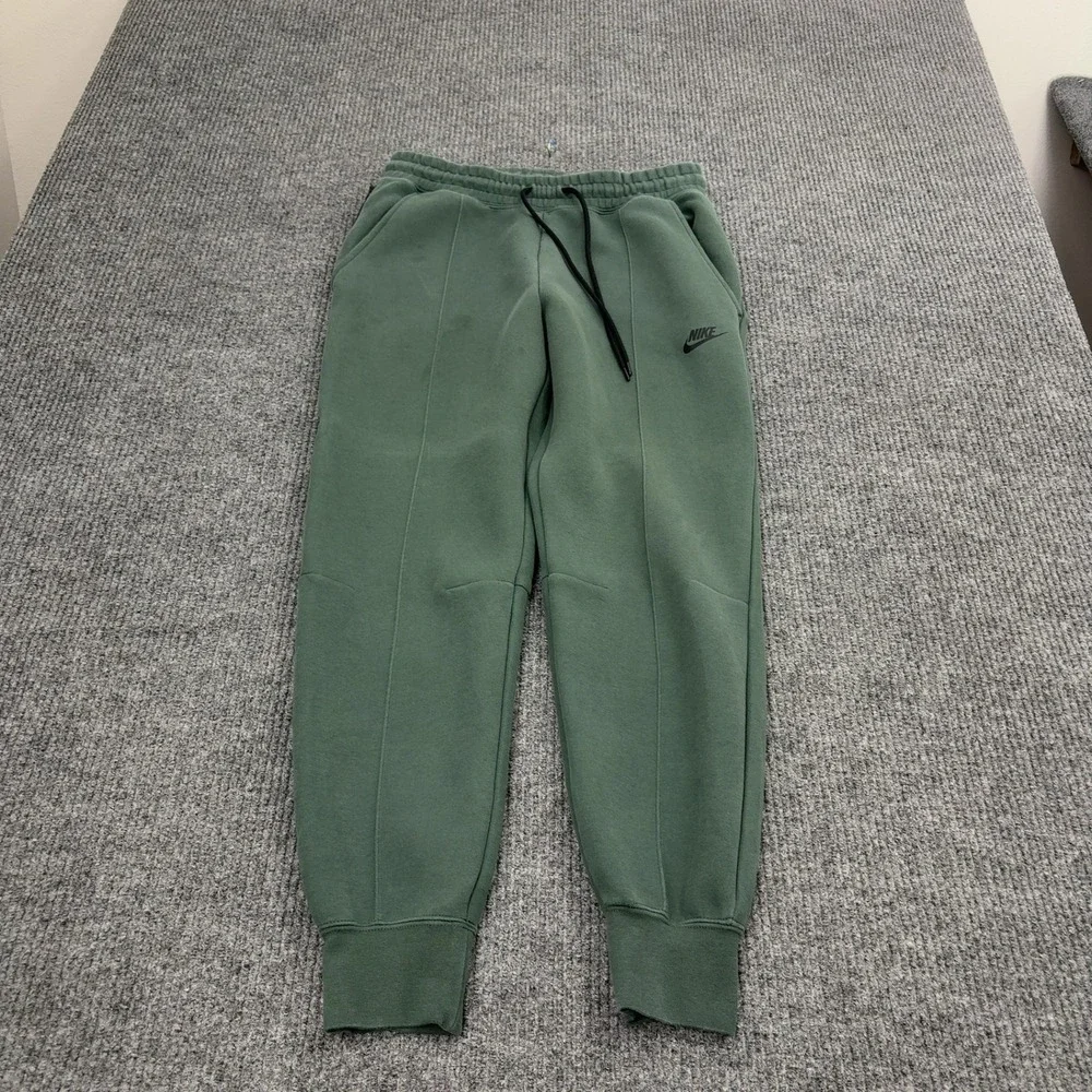 Nike Sweatpants Men M Green Cotton Blend Pintuck Cuffed Jogger Sporty Athleisure